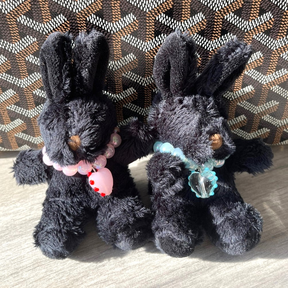 HEART BLACK BUNNY KEYCHAIN