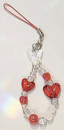 HEART BUTTERFLY MINI PHONE STRAP